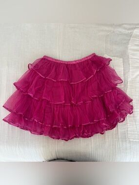 Garnet Hill Bright Fuchsia Tiered Ruffle Skirt
